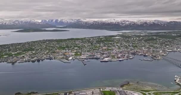 Troms Norge Flygfoto Med Hög Vinkel Panoramautsikt Över Panoramautsikt Fångar — Stockvideo