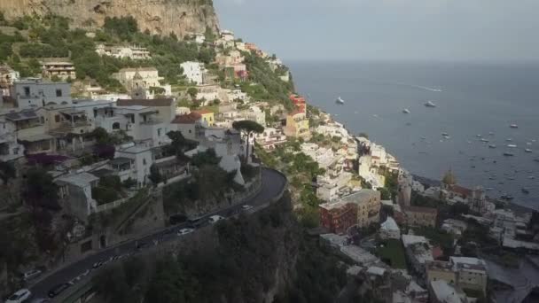 Aerial Amalfi Coast Road Winding Its Way Scenic Positano Italy — 图库视频影像