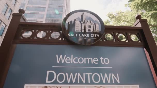 Uma Foto Panorâmica Famoso Edifício Arranha Céus Cidade Salt Lake — Vídeo de Stock