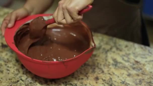Erimiş Çikolata Yapımı Çikolata Kakao Şekerleme Kalıbı Çikolata Çikolata Çırpılmış — Stok video