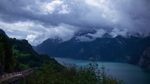 Morschach Швейцария Moody Lake Mountains Road — стоковое видео