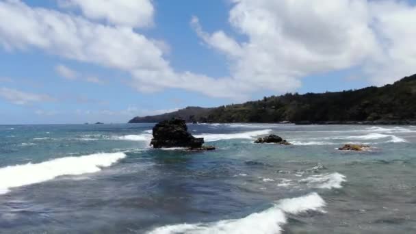 Punalau Beach Lahaina Maui Vågor Som Rullar Förbi Stickande Lavasten — Stockvideo