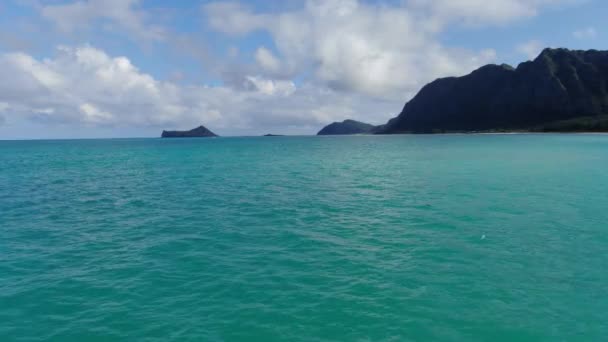 Drone Tlačí Směrem Rabbit Island Manana Island Mořský Pták Útočiště — Stock video