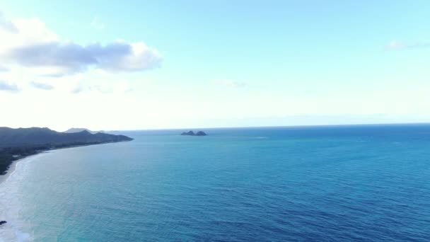 夏威夷瓦胡岛梦幻般幽静的海滩 度假天堂 在雪尔伍德海滩森林平静的水晶般蔚蓝的水面上 鼓声缓缓飘扬 — 图库视频影像