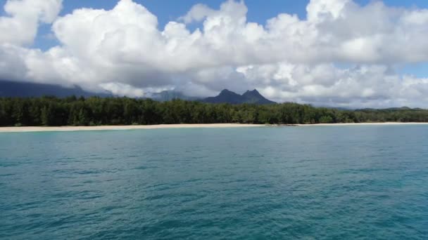 Aerial East Shore Oahu Hawaii Drone Flying Sandy White Sand — Vídeo de stock