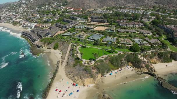 Aerial Wide Angle View Treasure Island Laguna Beach California — Stock Video