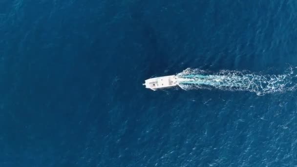 离开拉海纳港的私人包租船的空中鸟瞰 — 图库视频影像