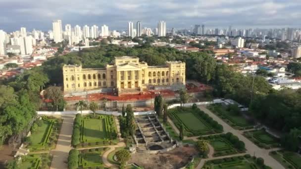 Drone Catturare Museo Storia Brasiliana Trova Presso Università Paulo Chiama — Video Stock