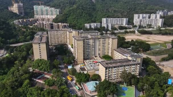 Luftaufnahme Von Chak Estate Sozialwohnungen Der Nähe Der Lung Cheung — Stockvideo