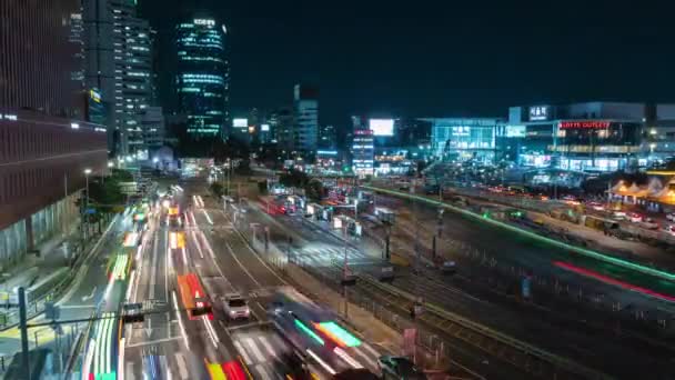 Estación Autobuses Seúl Centro Transferencia Tráfico Nocturno Timelapse Alejar — Vídeo de stock