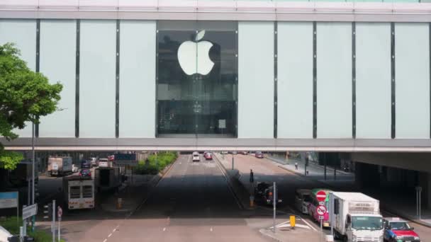 Traffic Seen Driving Elevated Technology Company Apple Official Store Hong — Stock Video