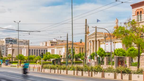 Timelapse City Athens Panepistimiou Street View Athens Academy National Kapodistrian — Vídeos de Stock