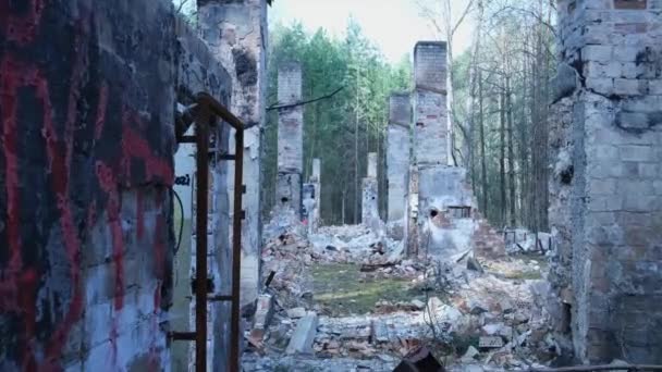 Место Разрушенное Старый Руин Пасмурный День Стоковое Видео