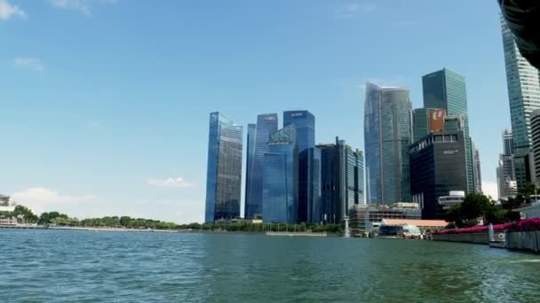 Vista Panorâmica Grandes Edifícios Centro Negócios Singapore — Vídeo de Stock