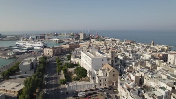 Establishing Shot Bari Italy Cruiseliners Docked Port — Stock Video
