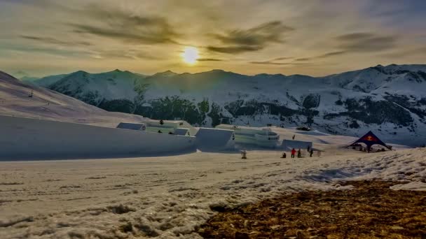 Timelapse People Livigno Nine Knights Event Sunset Italy Day Night — Stock Video