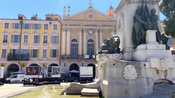 Monumento Giuseppe Garibaldi Con Societas Sanctissimi Sepulcri Place Garibaldi Nizza — Video Stock