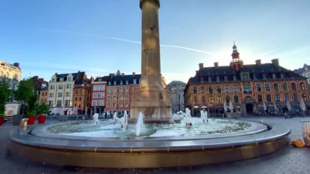Sloup Bohyně Grand Place Lille Francii Sklopit Nahoru — Stock video