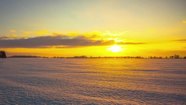Beautiful Vibrant Orange Time Lapse Sunset Snowy Landscape — Stock Video