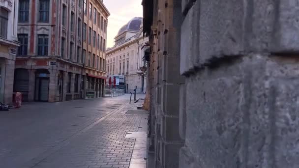 Vieille Bourse Lille Fransa Nın Boş Kenar Caddesi Nden Lille — Stok video