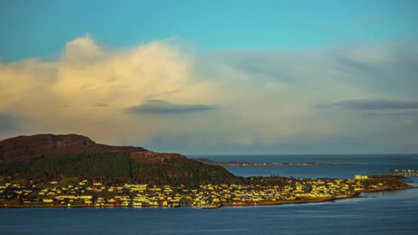 Ilha Valderoy More Romsdal Noruega Pôr Sol Timelapse — Vídeo de Stock