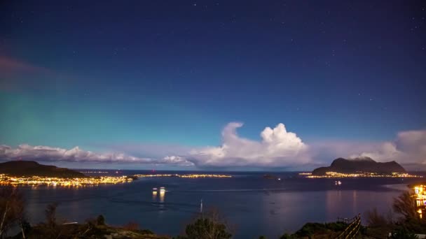 Upadek Czasu Biała Noc Nad Norwegią Chmury Światła Przybrzeżne Letnią — Wideo stockowe