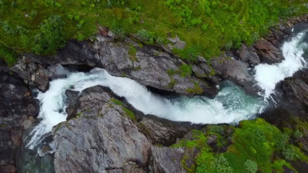 Norveç Teki Vikafjellet Dağı Nda Bulunan Temiz Dağ Nehri Sendedalselva — Stok video
