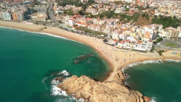Blanes Costa Brava Imagen Palomera Donde Playa Del Maresme Comienza — Vídeo de stock