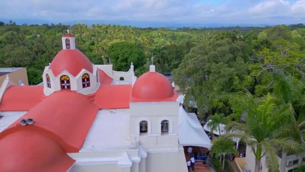 Iglesia Cruz Del Santo Cerro Provincia Vega República Dominicana Antena — Vídeo de stock