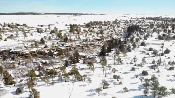 Зимнее Видео Снежного Каньона Cinematic Aerial Drone Video — стоковое видео