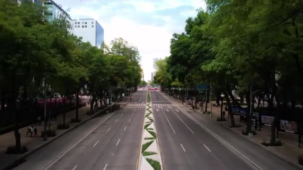 Drone Pořízen Přední Části Západu Slunce Paseo Reforma Mexico City — Stock video