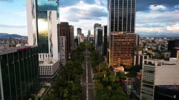 Meksika Daki Paseo Reforma Gün Batımına Doğru Inerken Çekildi — Stok video