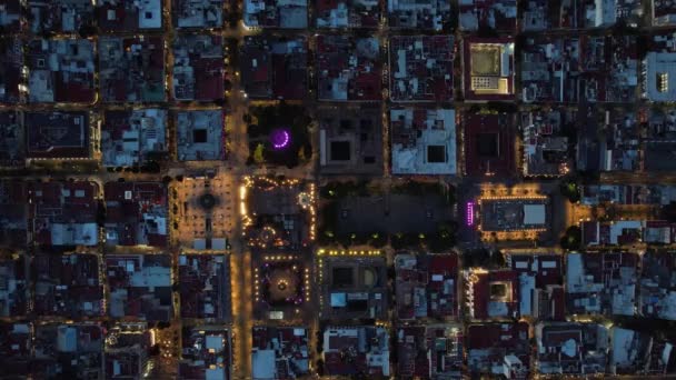 Вид Воздуха Над Освещенным Собором Гвадалахары Ночь Мексике Сверху Вниз — стоковое видео