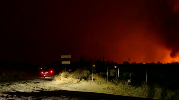 Cars Driving Orange Sky California Wildfires Handheld View — Video