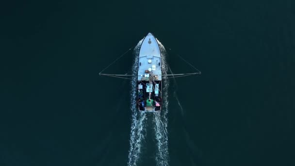 Topo Para Baixo Antena Barco Pesca América Lobstermen Navio Pesca — Vídeo de Stock
