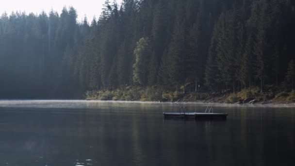 Plataforma Flutuante Natação Doca Jetty Água Lago Caumasee Suíça Início — Vídeo de Stock