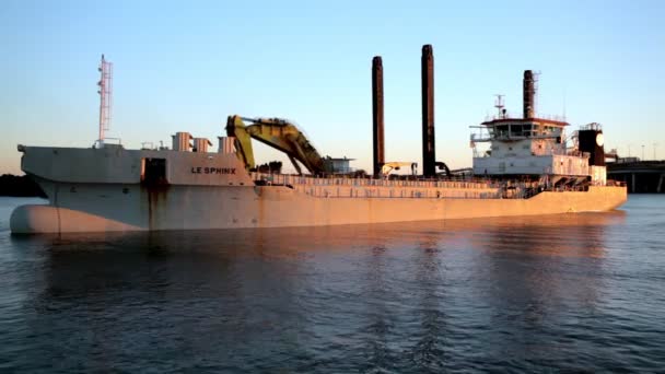 Barcaza Split Hopper Utilizada Para Dragado Puerto Launceston Australia — Vídeo de stock