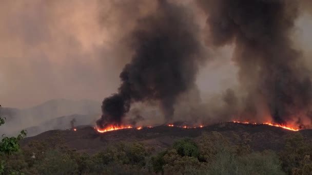 Dark Smoke Wildfire Hills California Usa Koncepce Přírodních Katastrof Životního — Stock video