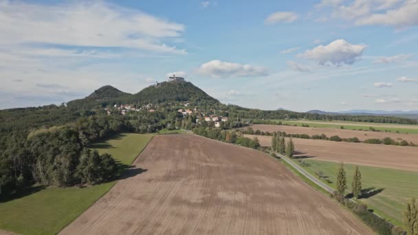 Veduta Aerea Del Pittoresco Paesaggio Intorno Vecchio Castello Bezdez — Video Stock
