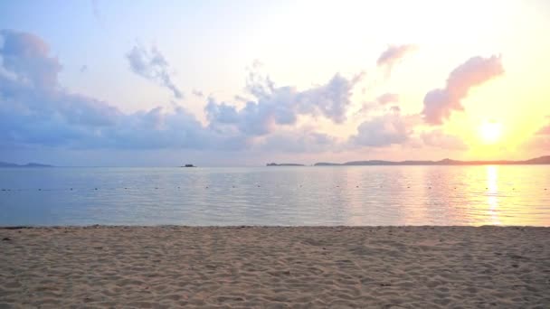 Golden Hour Sunlight Sunset Tropical Beach Bay Panorama — Stok Video