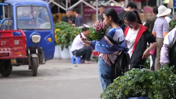 Kunming Yunnan China September 2022 Atmosphere People Kunming Dounan Flower — Stock Video