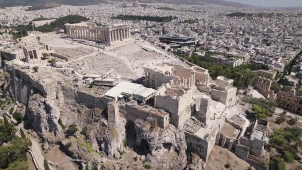 Aerial Acropolis Athens Clear Sunny Day Orbit Motion Shot — Video Stock