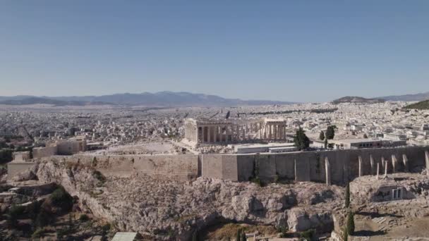 Flygdrönare Utsikt Över Akropolis Aten Grekland Circle Dolly Etablera Skott — Stockvideo