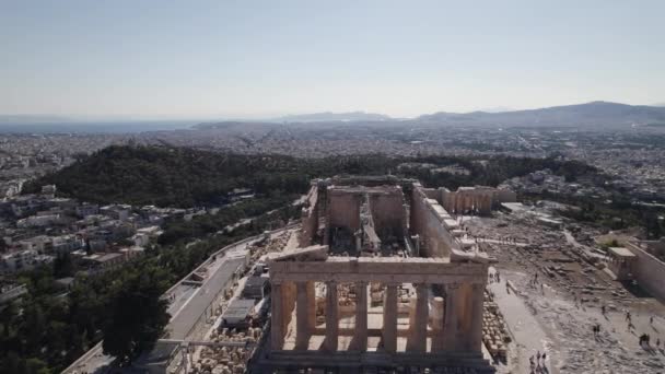 Akropolis Atina Daki Parthenon Harabeleri Yunanistan Daki Tarihi Mermer Tapınak — Stok video