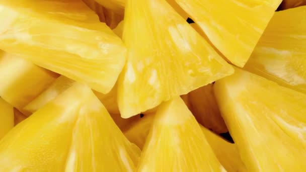 Dilimlenmiş Ananas Konserve Meyve Makro — Stok video