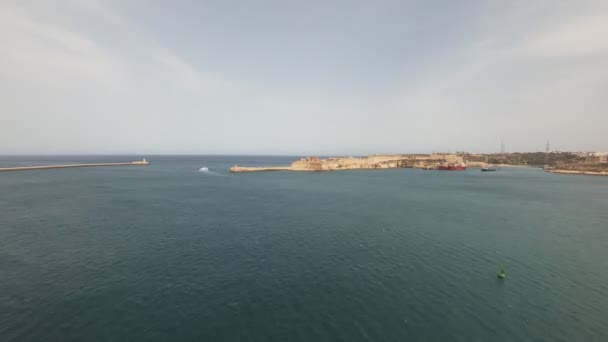 Toegang Tot Grand Harbour Elmo Breakwater Valletta Malta Tijdsverloop Beeldmateriaal — Stockvideo
