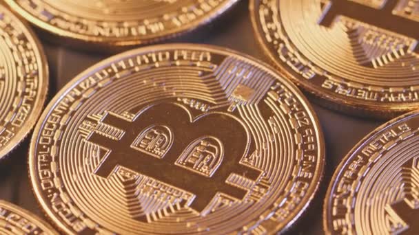 Bitcoin Berputar Latar Belakang Cryptocurrency — Stok Video