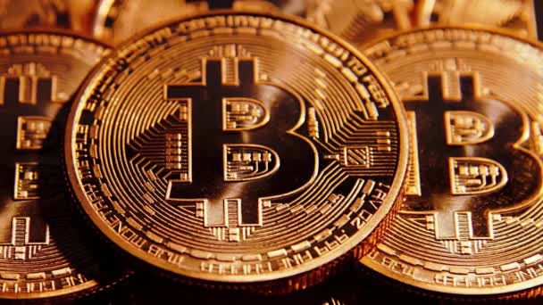 Bitcoin Fundo Uma Criptomoeda — Vídeo de Stock
