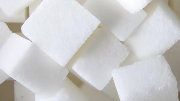 Cubos Azúcar Rotando Concepto Alimentos Poco Saludables — Vídeos de Stock