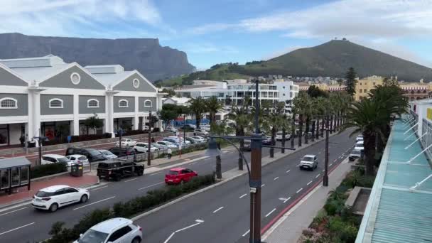 Tafelberg Und Signalhügel Von Kapstadt Waterfront Südafrika — Stockvideo